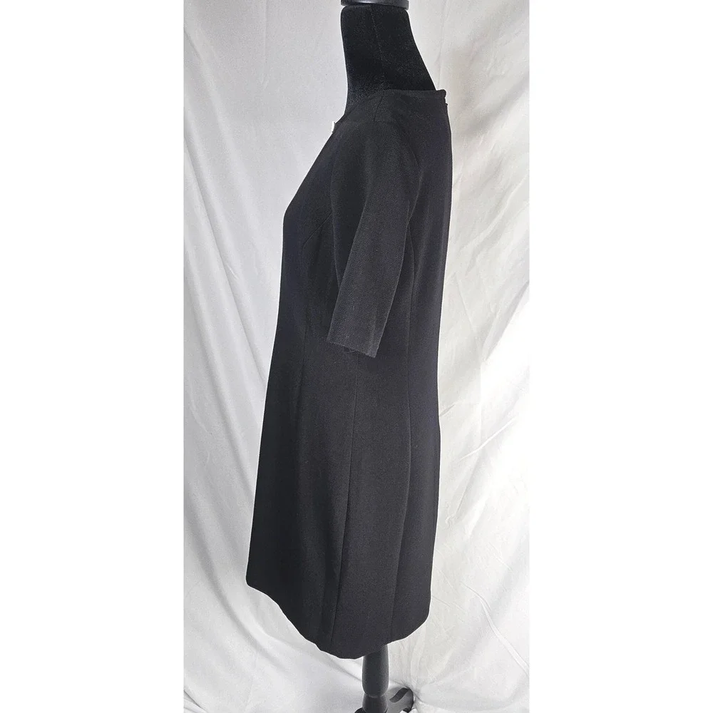 Michael Kors Black Sheath Dress Gold Accent V-Neck Career Cocktail‎ Party Size 6